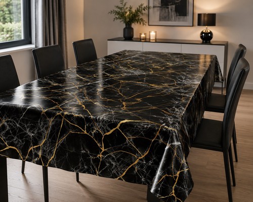 Pvc tischdecke marmor schwarz - tischdecke,